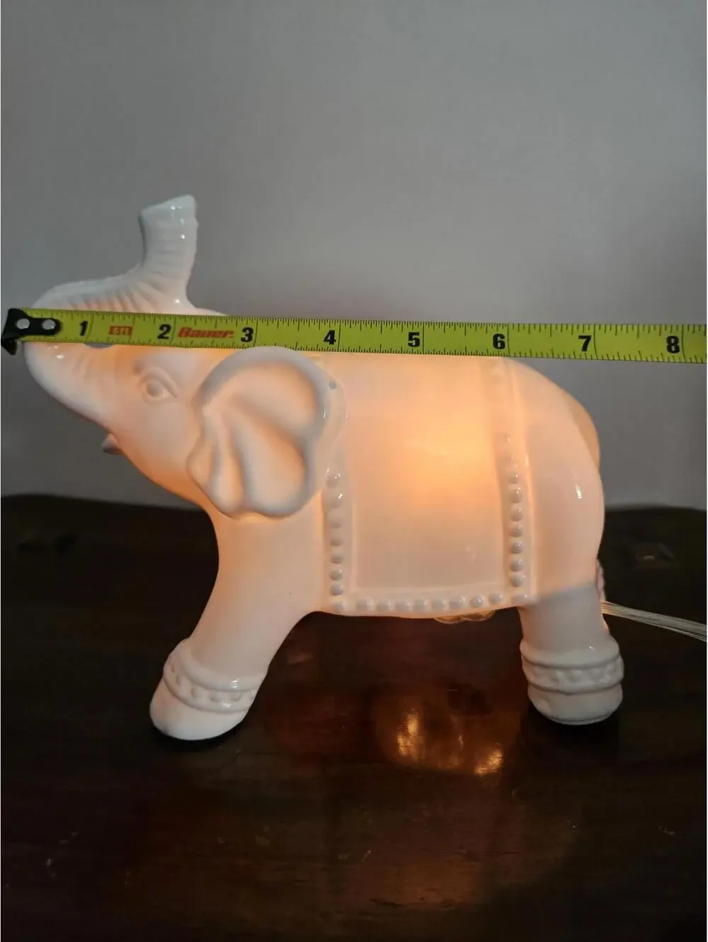 Elephant Night Light White Ceramic Nursery Lamp Boho Kids Room Decor